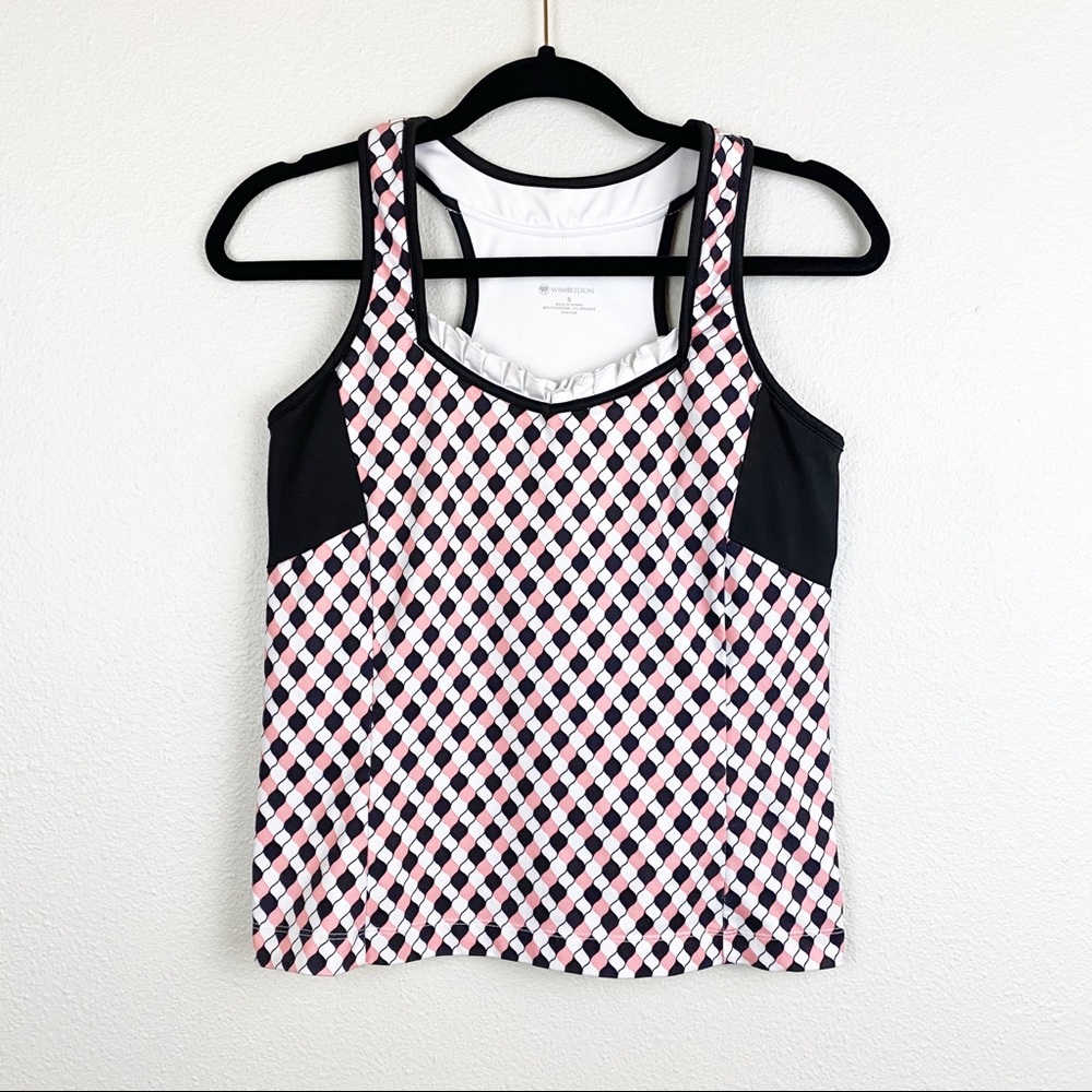 💕Wimbledon Workout Racerback Tank Women’s Ruffle - Picture 2 of 6